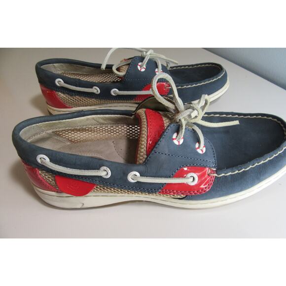 Sperry Top Sider Angelfish Boat Shoe - Flat Heel Red White And Blue Womens 8M - Picture 7 of 11